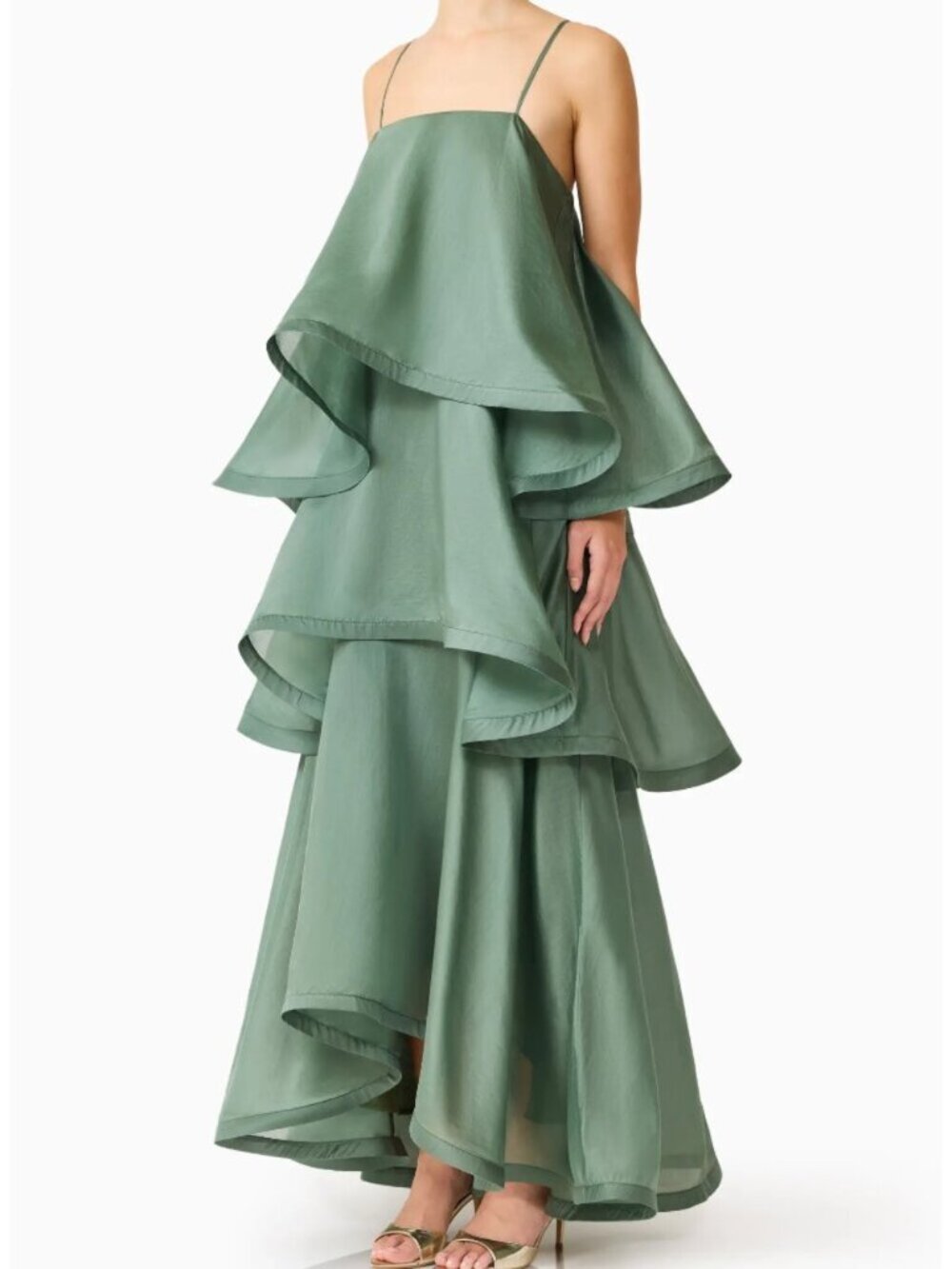 New Elliatt x Revolve Noemi Tilly tiered voile square neck flowy gown maxi dress - Picture 8 of 12